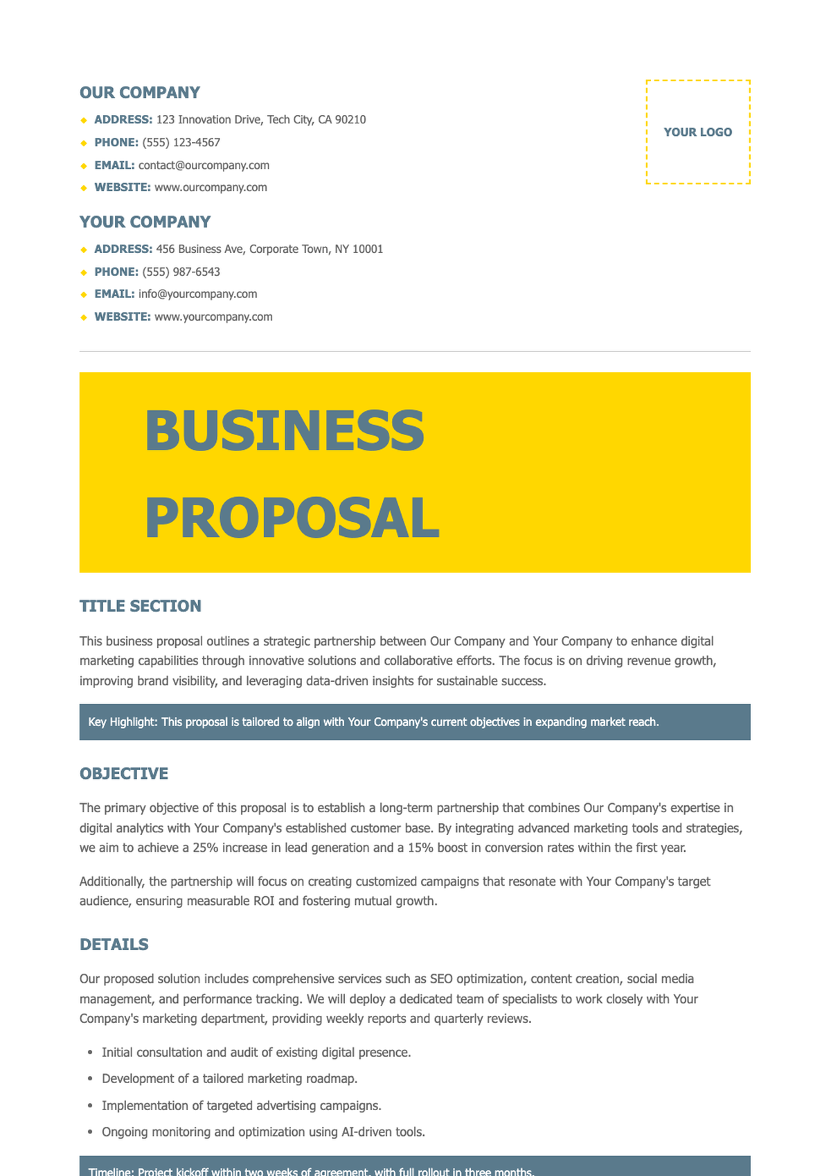 Modern business proposal template with yellow accents and cityscape image_variant_3